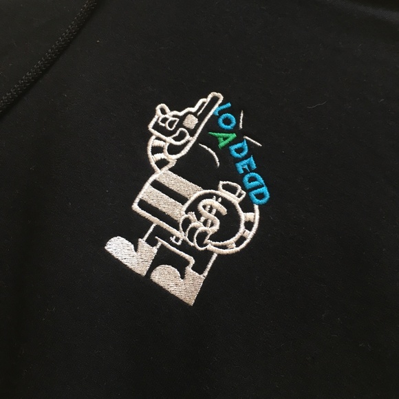 Unisex Black Embroidery Loaded Hoodie - Picture 1 of 2